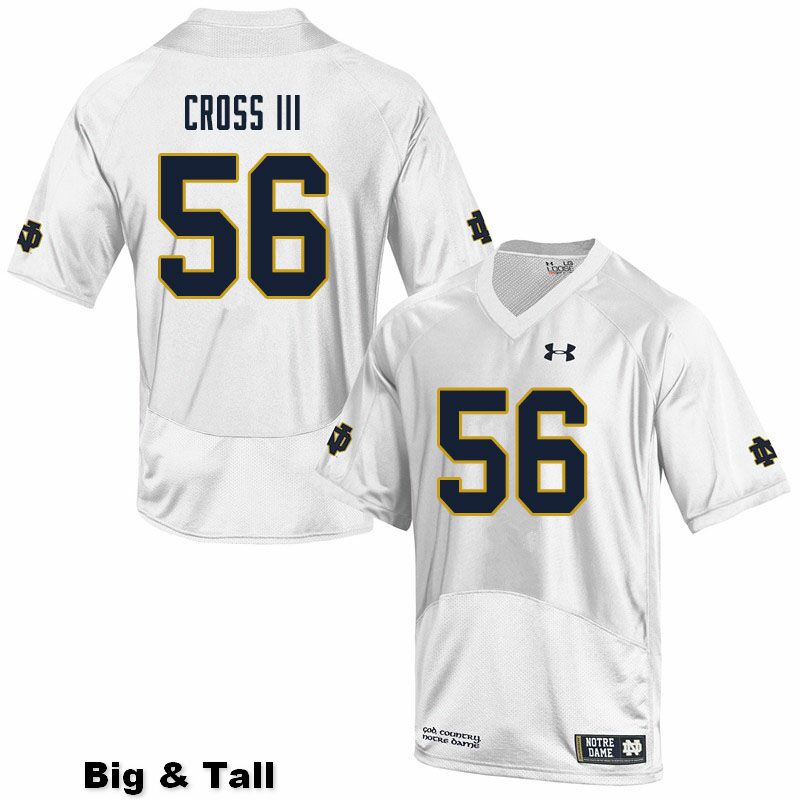 Men's NCAA Notre Dame Fighting Irish #56 Howard Cross III Stitched College Under Armour Authentic White Big & Tall Football Jersey NV10W35AE